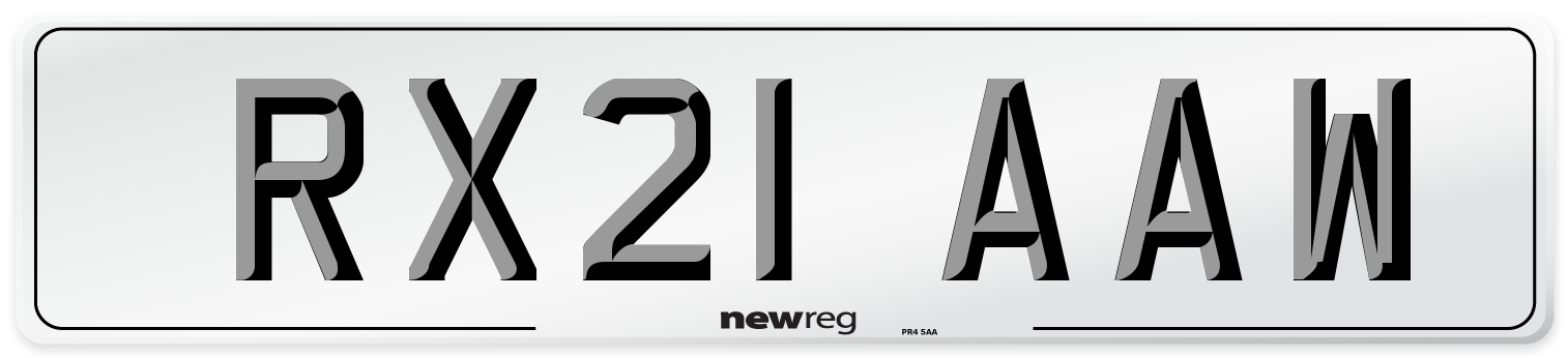 RX21 AAW Number Plate from New Reg